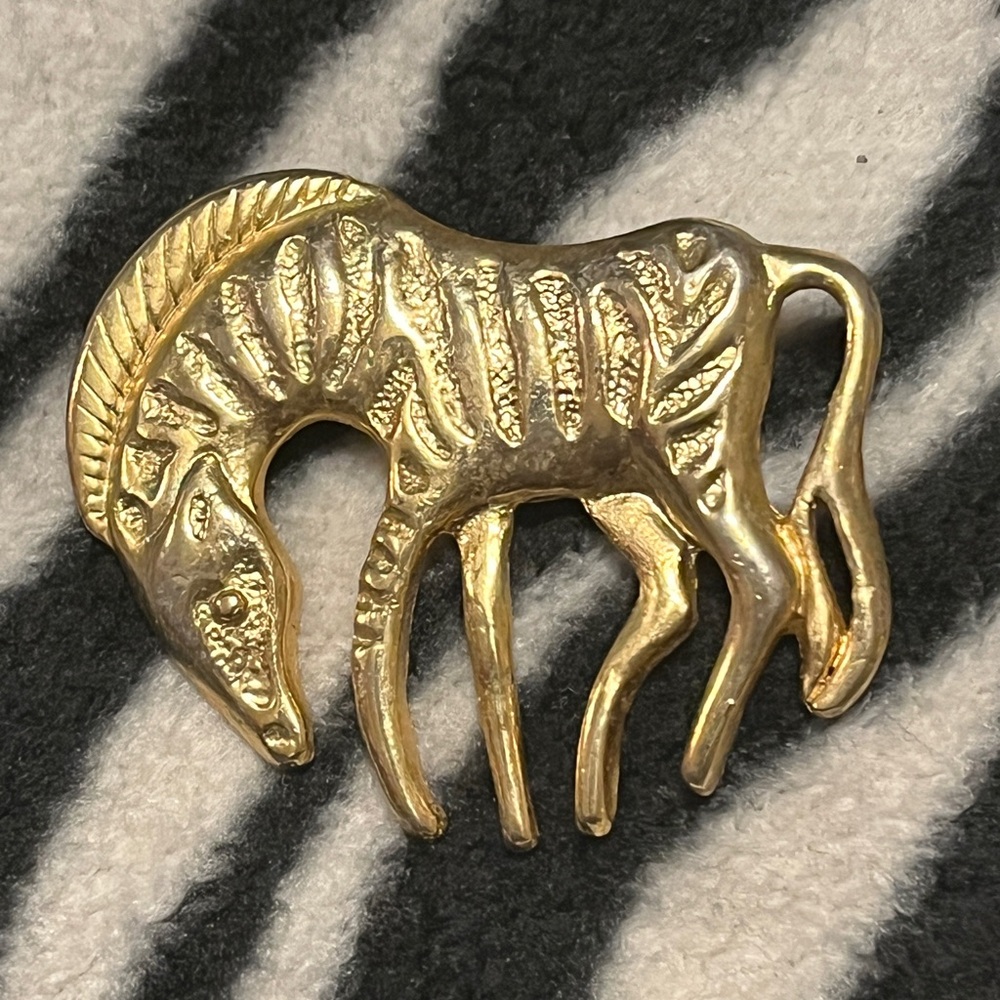 Gold Zebra Brooch